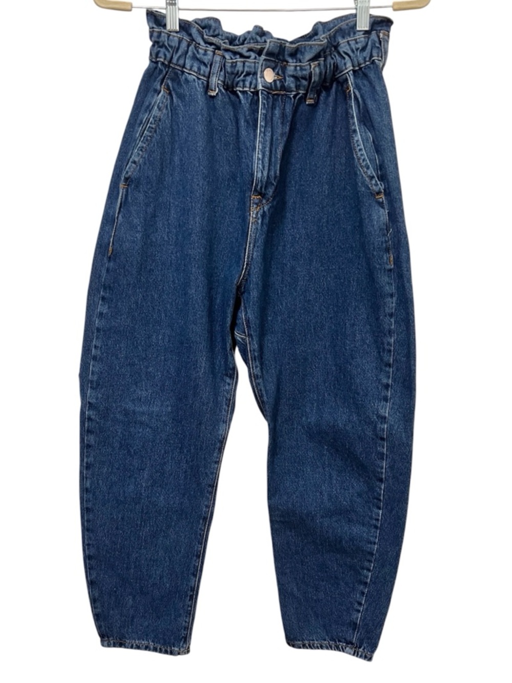 Zara Paperbag Carrot Leg Ankle Jeans 6 Medium Blue